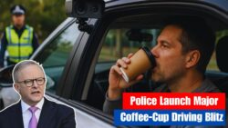 Australia’s 2025 coffee-cup driving crackdown introduces tougher fines, enhanced camera evidence and statewide police blitzes